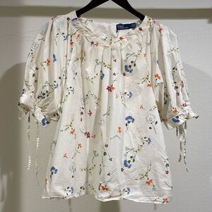 Polo Ralph Lauren Cotton Floral Puff Sleeve Blouse